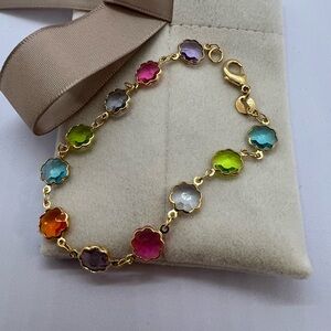 Multicolor glass bead Flower Bracelet NWOT
